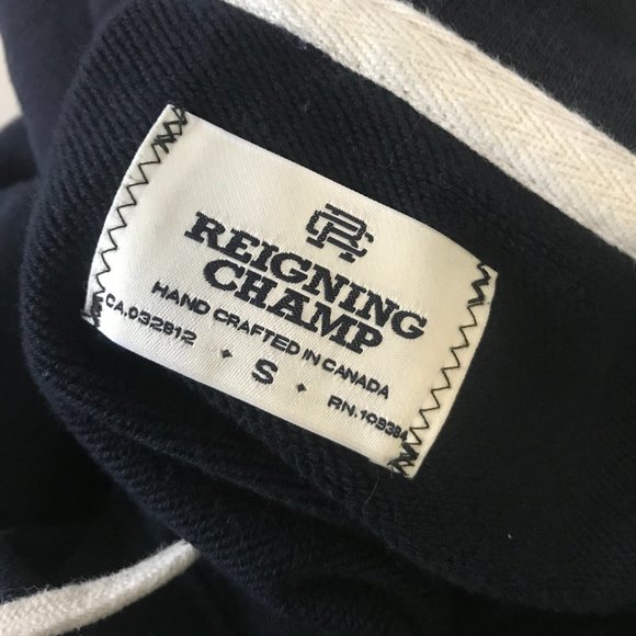 REIGNING CHAMP Men Pullover Terry Hoodie Navy Smal - Picture 6 of 13